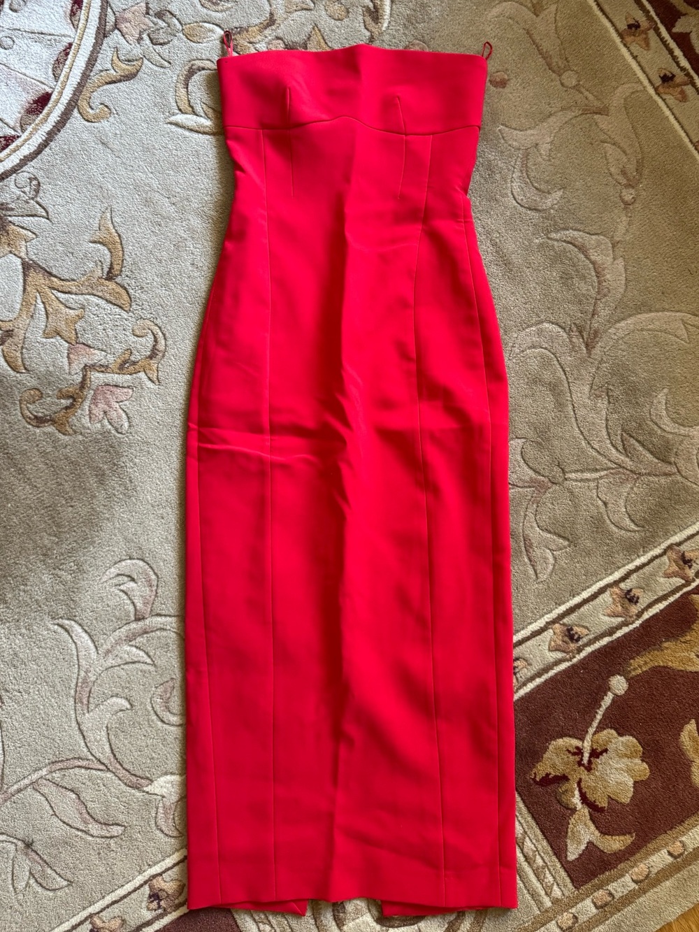 Zara Strapless Red Midi Sheath Dress - Picture 3 of 5